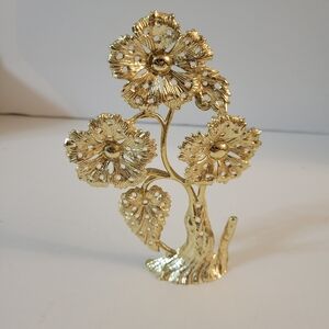 Torino Floral Earring Holder 1960s Goldtone